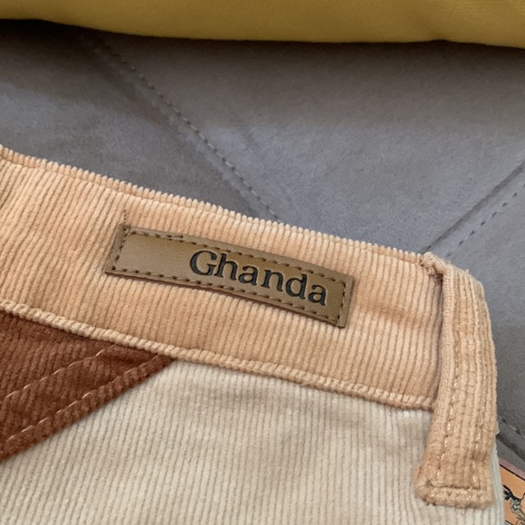Ghanda Pants & Jumpsuits Rare Boho Hippie Sunrise Cord Flares Corduroy 7s Tan Beige New Xs